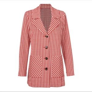 Cabi Red & White Houndstooth Women's Jacket